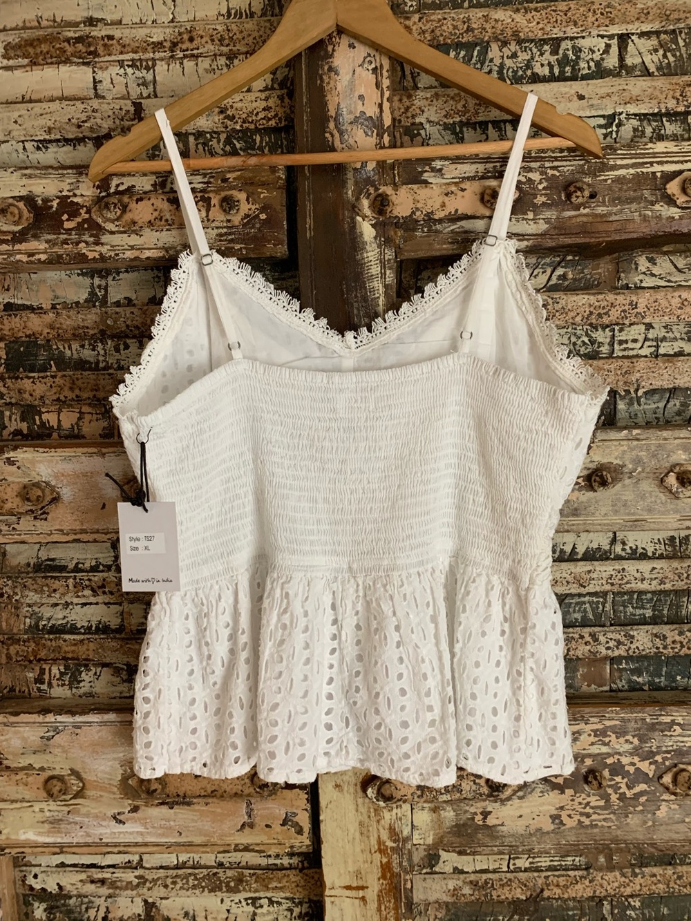 NWT Japna White Eyelet Lace Peplum Cami Top, Cottagecore, XL - Picture 3 of 11